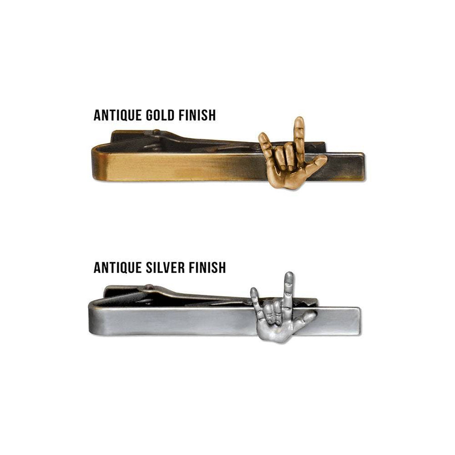 American Sign Language I Love You Tie Bar or tie clip ASL gold or silver finish