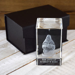 A Child is Born Laser-Engraved Crystal Cube