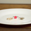 Adjustable Pink Rose Silver Colored Ring by Ringmasters