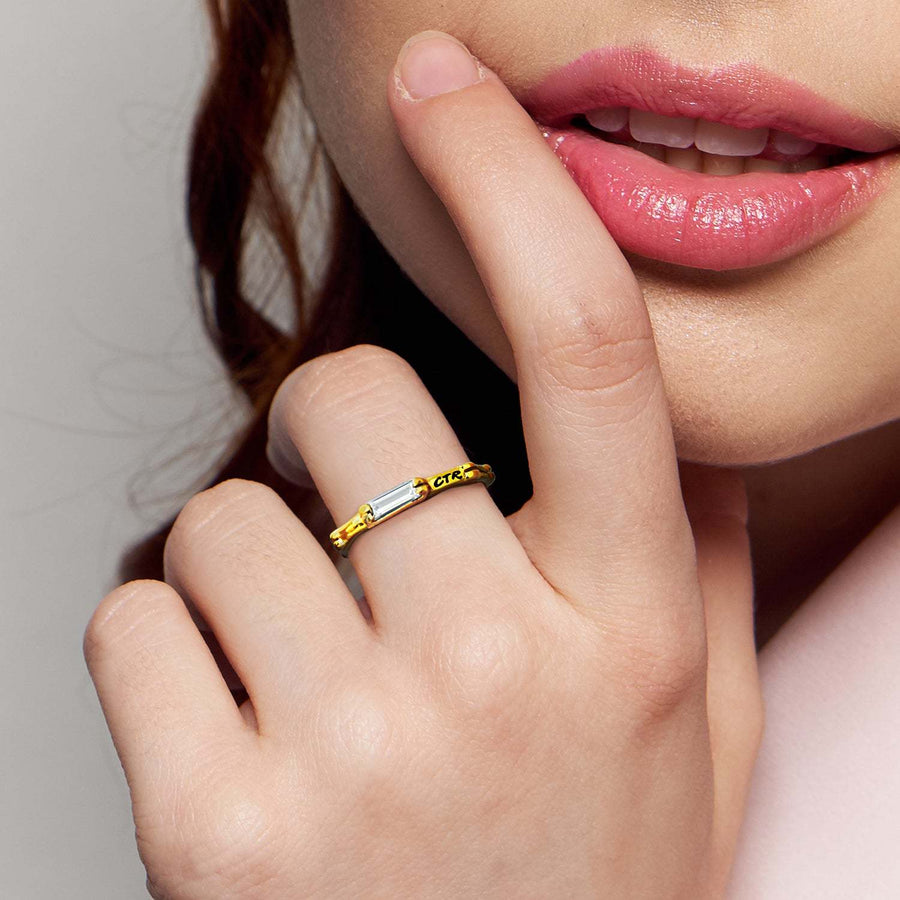 Bamboo Gold Ring - Stainless Steel