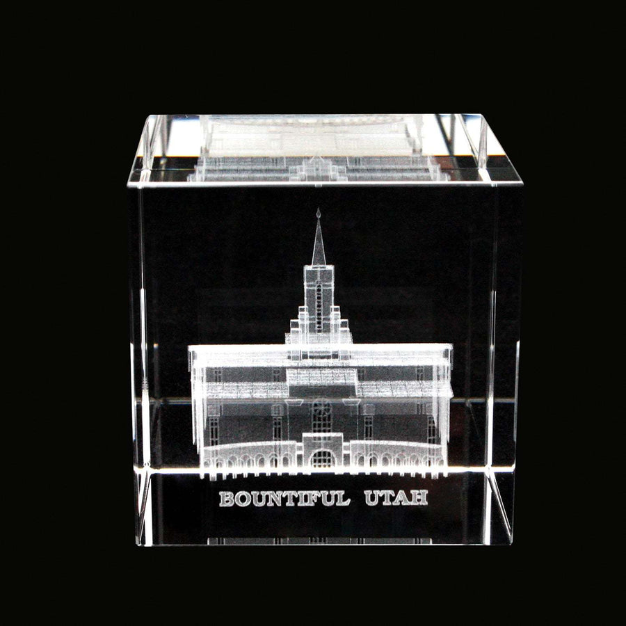 Bountiful Utah Temple Laser Engraved Crystal Cube