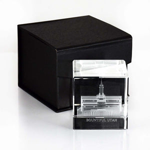 Bountiful Utah Temple Laser Engraved Crystal Cube