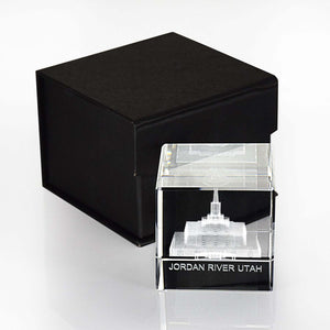 Jordan River Utah Temple Laser Engraved Crystal Cube