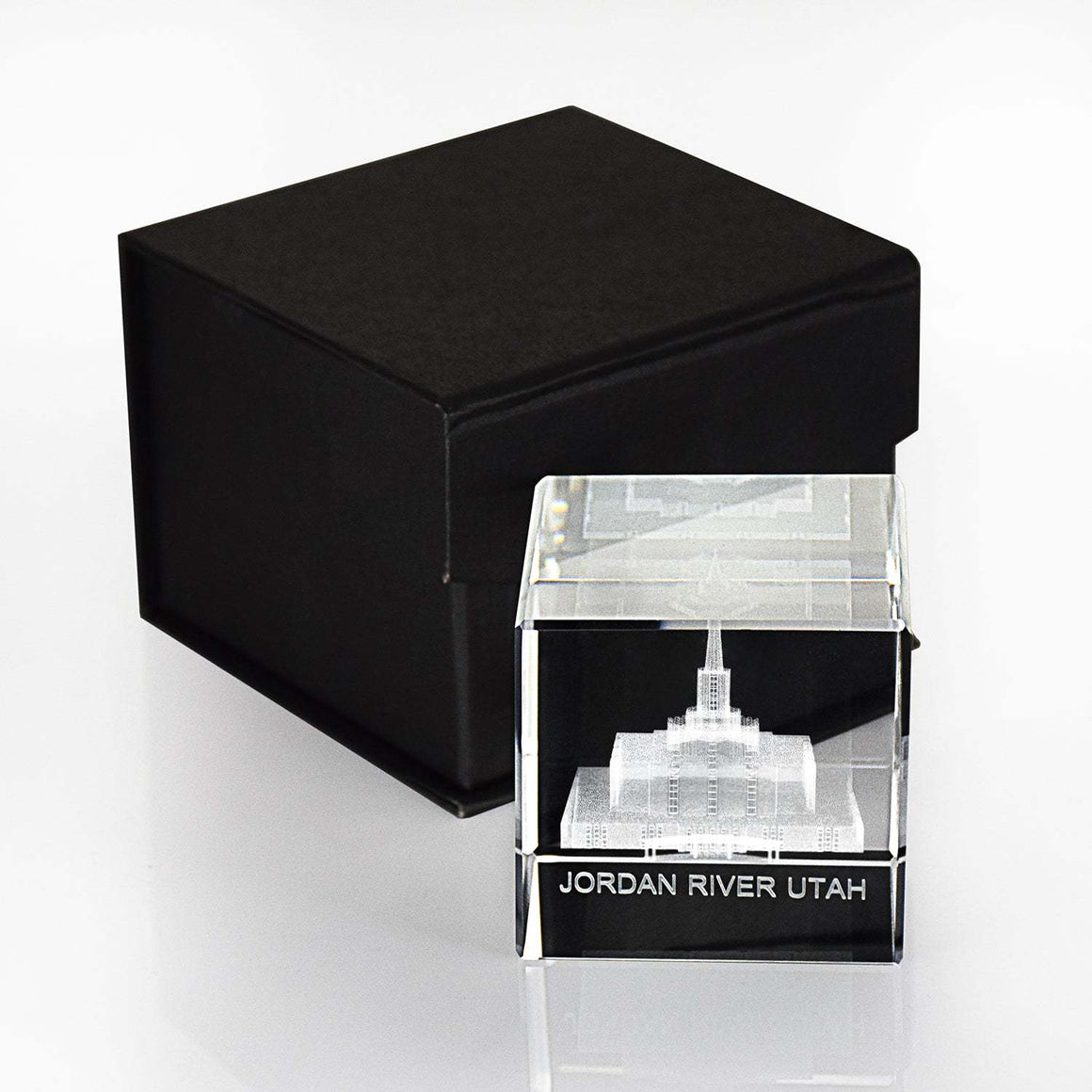 Jordan River Utah Temple Laser Engraved Crystal Cube