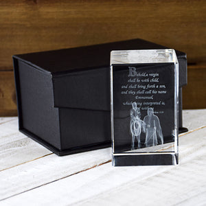 Journey to Bethlehem Laser Engraved Crystal Cube