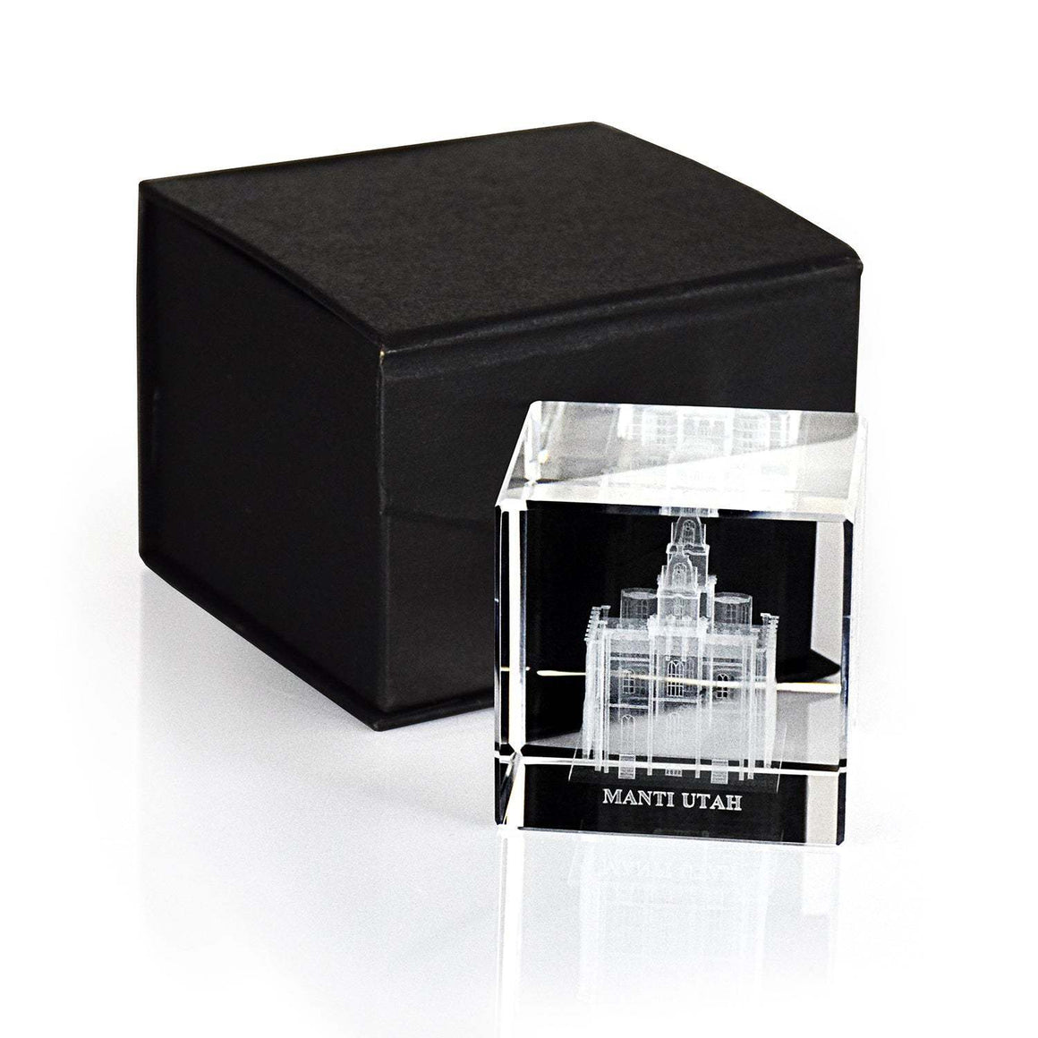Manti Utah Temple Laser Engraved Crystal Cube