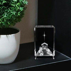 Nativity Scene Laser Engraved Crystal Cube