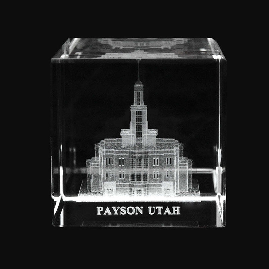 Payson Utah Temple Laser Engraved Crystal Cube