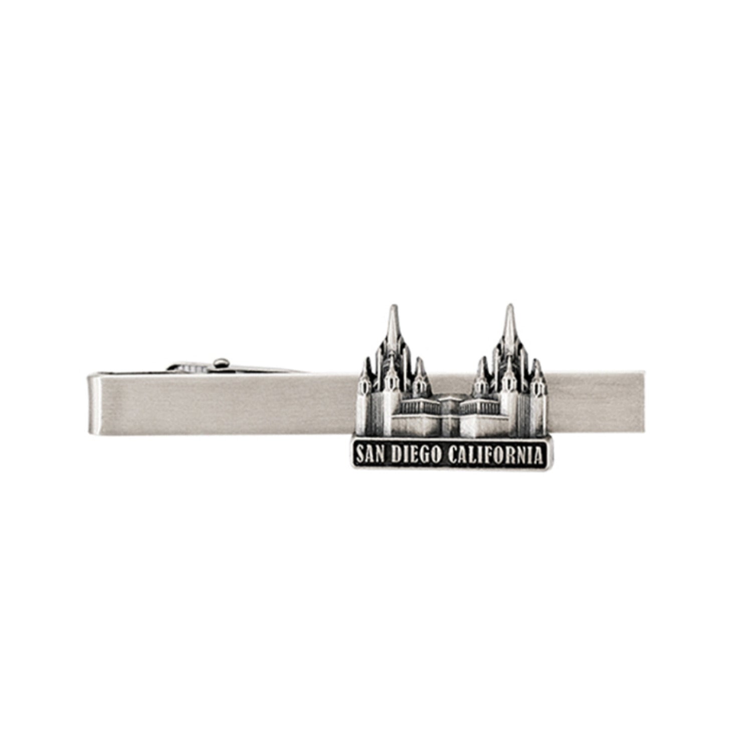 San Diego California Temple Antique Silver Temple Tieclip