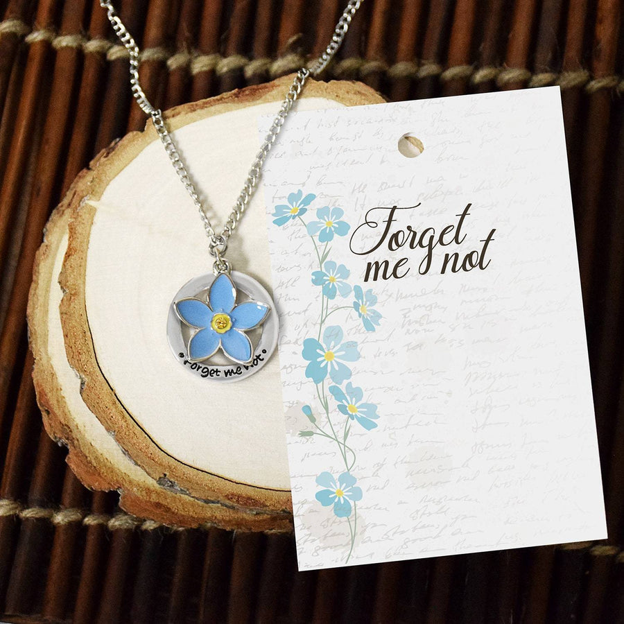 Forget Me Not necklace blue flower with washer shaped charm Dieter Uchtdorf talk