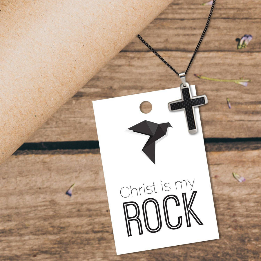 Carbon Fiber and Stainless Steel Cross Necklace