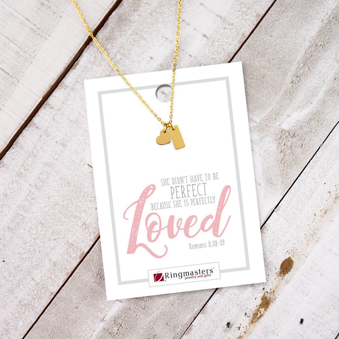 She is Loved Dainty Gold 2 Charm Necklace by Ringmasters