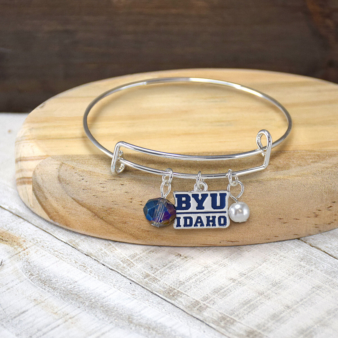 Fan Frenzy Gifts Brigham Young University-Idaho  BYU-I Dark Blue Bangle Bracelet