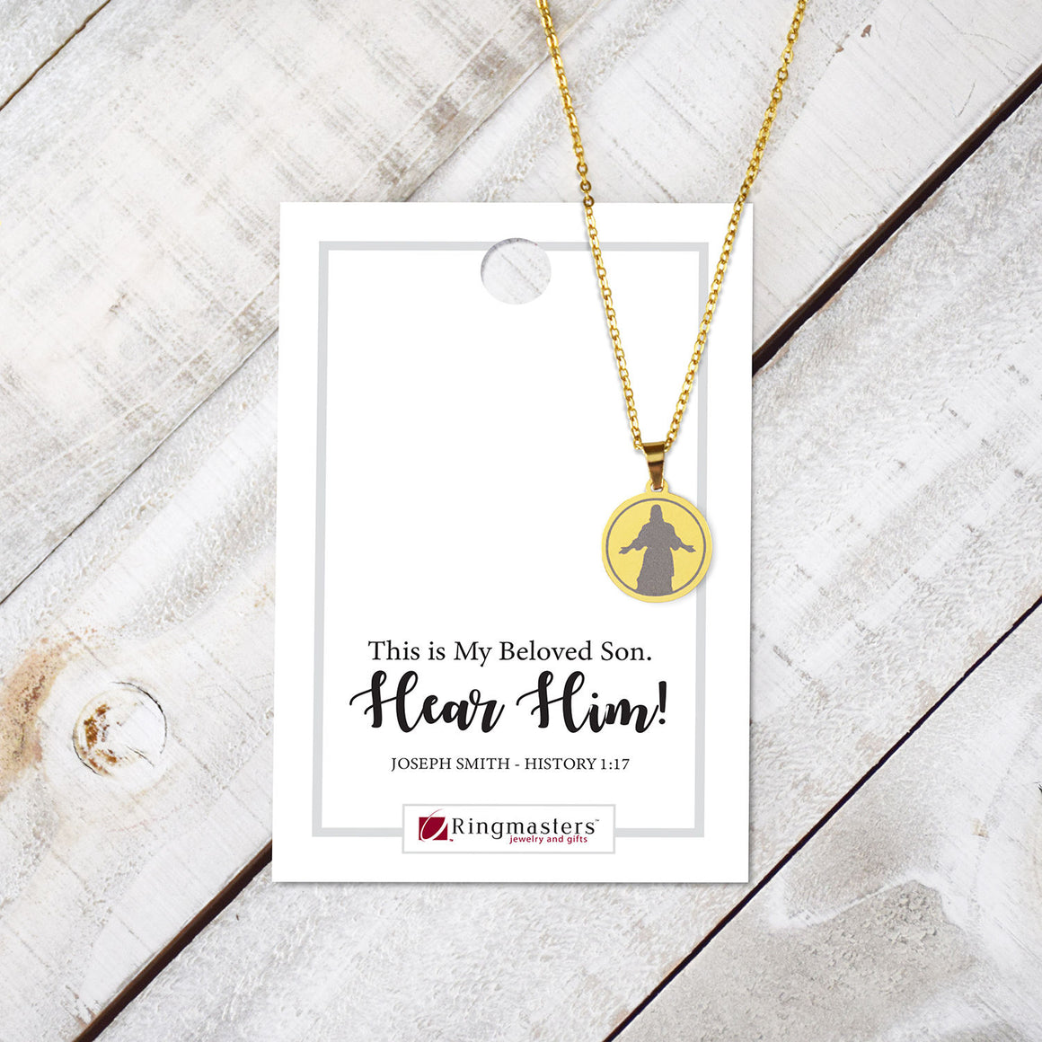 Ringmasters "Hear Him" (Jesus) Gold Colored Necklace