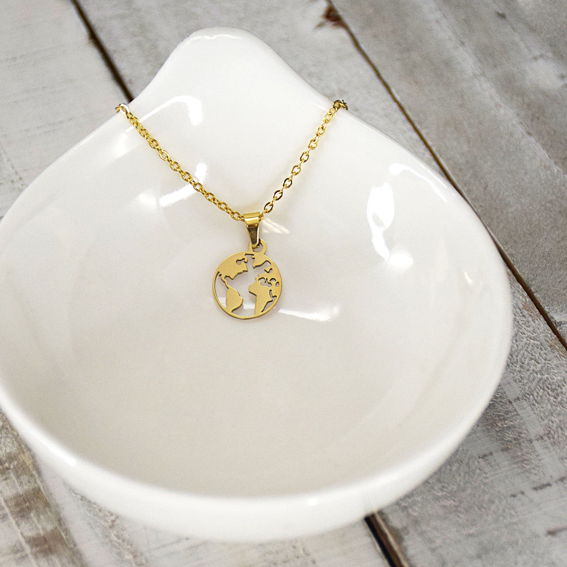 Ringmasters God Loves World Gold Colored Dainty Necklace