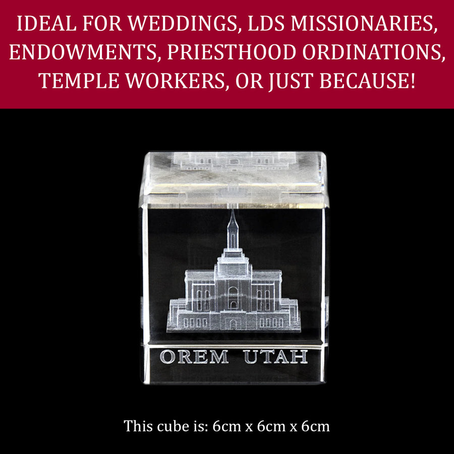 Ringmasters Orem Utah Temple Crystal Laser Engraved Crystal Cube