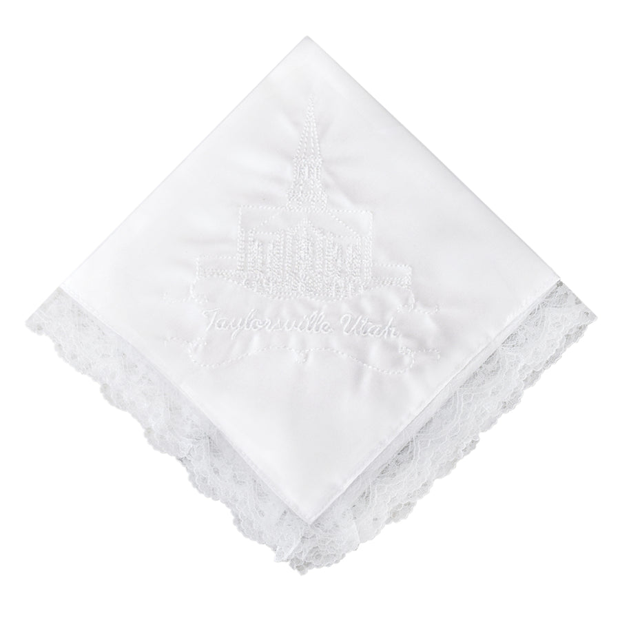 Taylorsville Utah Temple Hanky with Lace