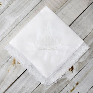 Orem Utah Temple Lace Hanky with Lace