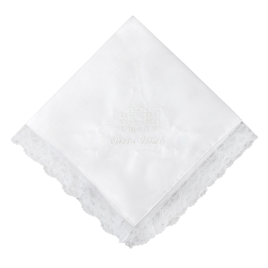 Orem Utah Temple Lace Hanky with Lace