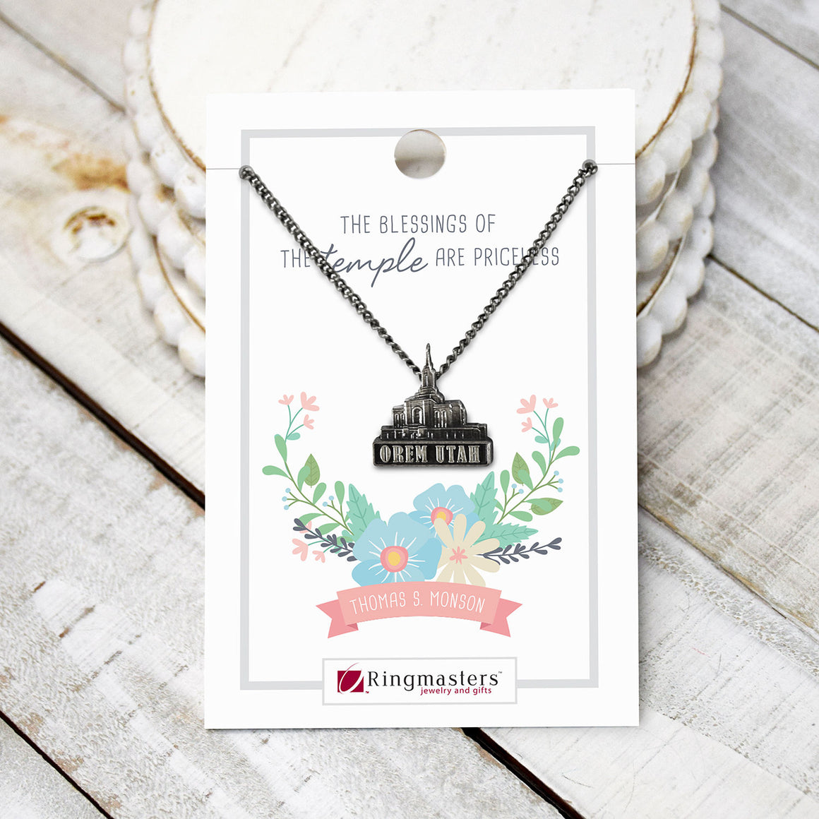 Orem Utah Temple Necklace Silver