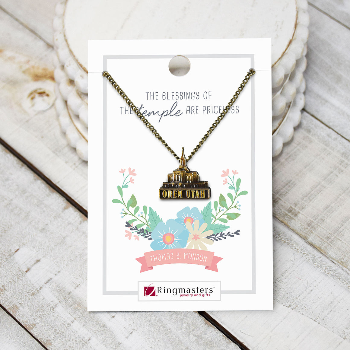 Orem Utah Temple Necklace Gold