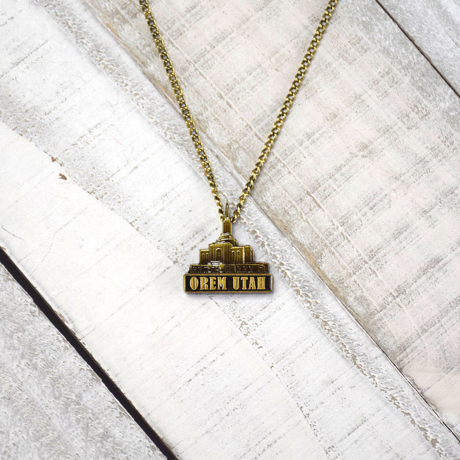 Orem Utah Temple Necklace Gold
