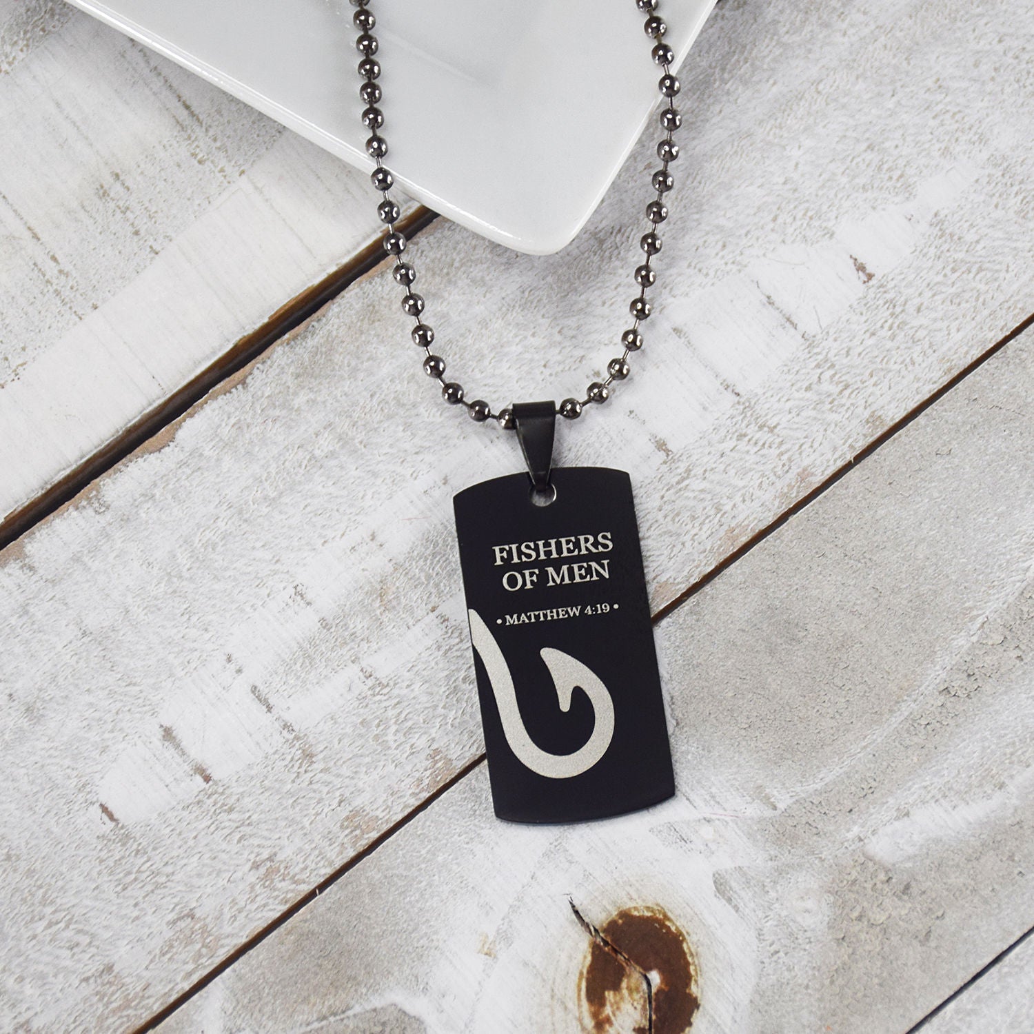 Fishers of Men Christian Black Dogtag