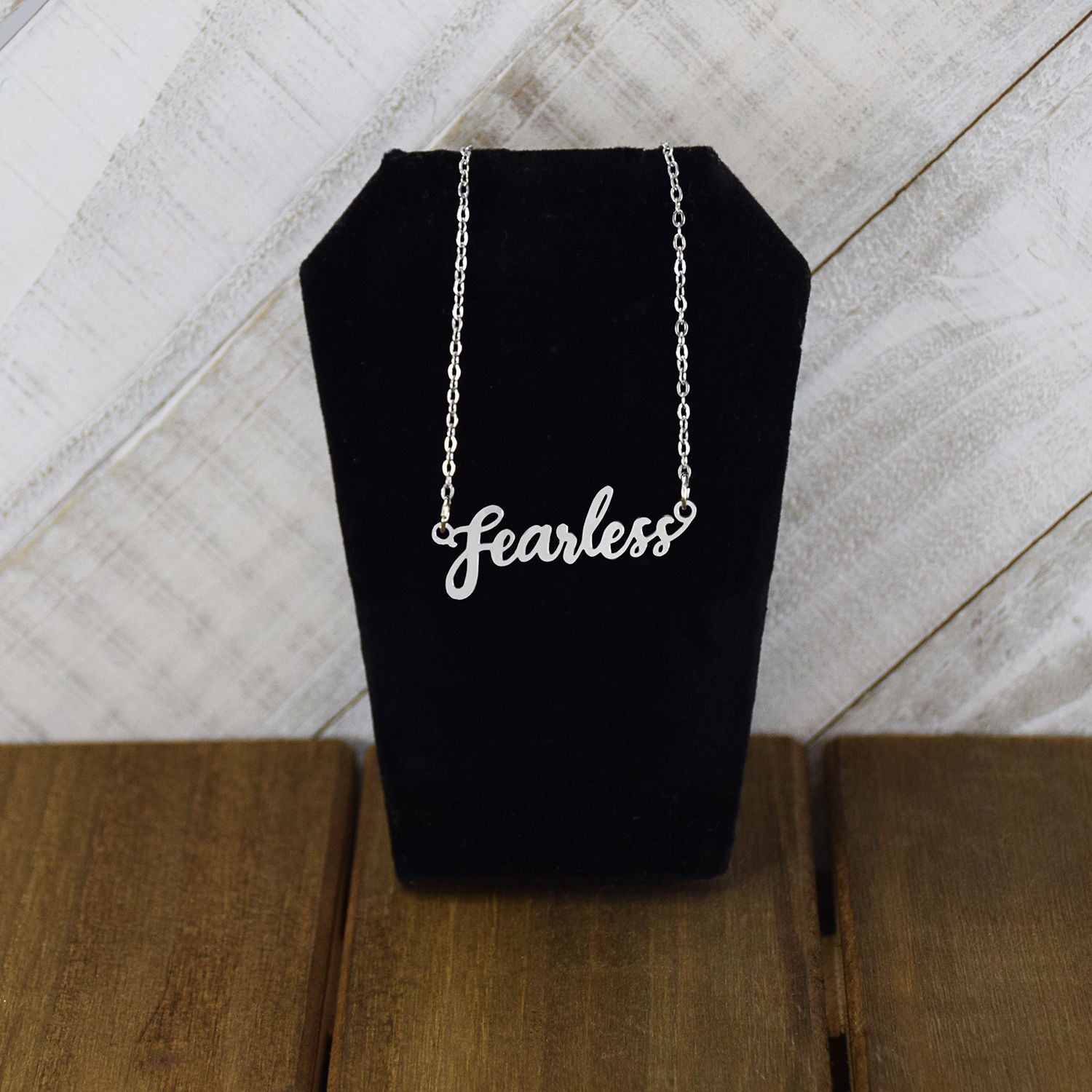 Fearless Script Silver Colored Necklace