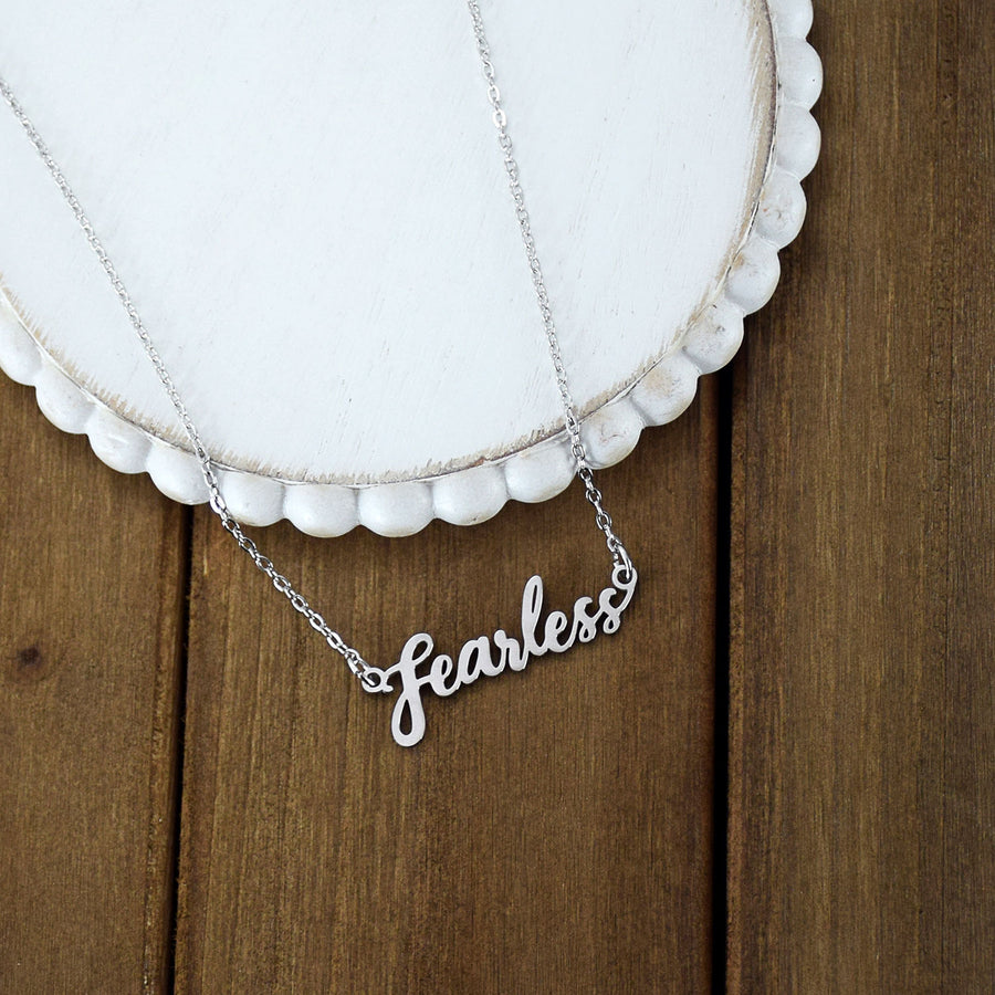 Fearless Script Silver Colored Necklace