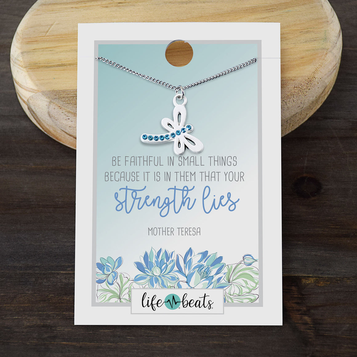 Be Faithful Dragonfly Turquoise Silver Necklace