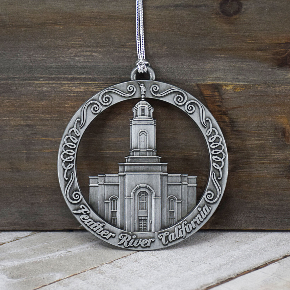 Feather River CaliforniaTemple Antique Silver Ornament