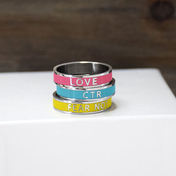 Enamel CTR Stainless Steel Ring 3 Pack in pink, yellow, and teal - Shop ...