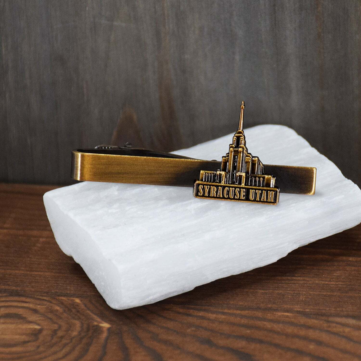 Syracuse Utah Antique Silver Temple Tieclip