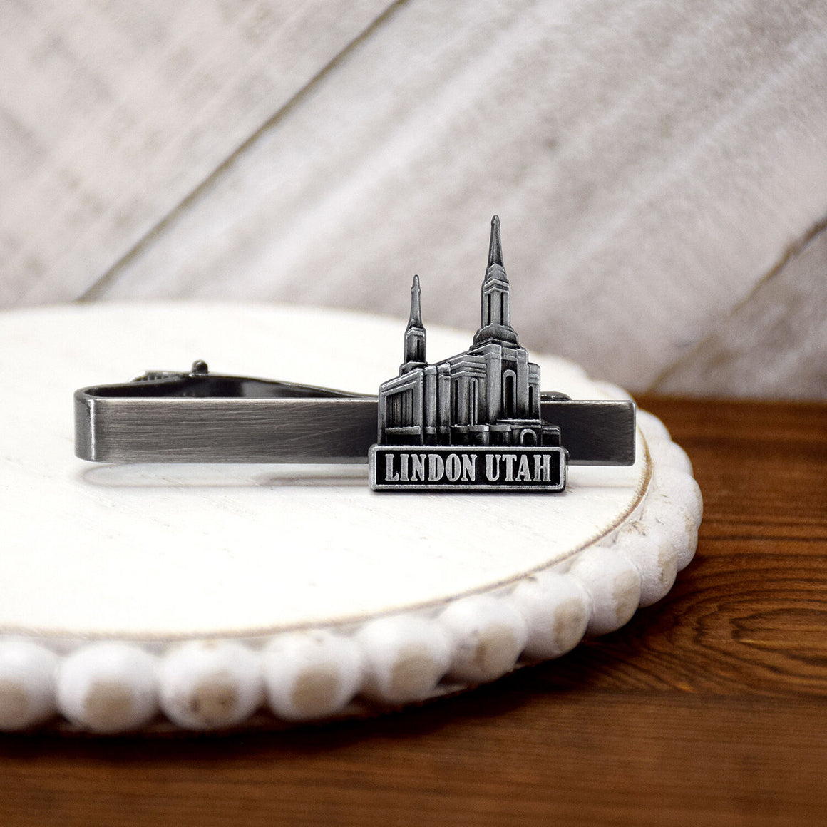 Lindon Utah Antique Silver Temple Tieclip