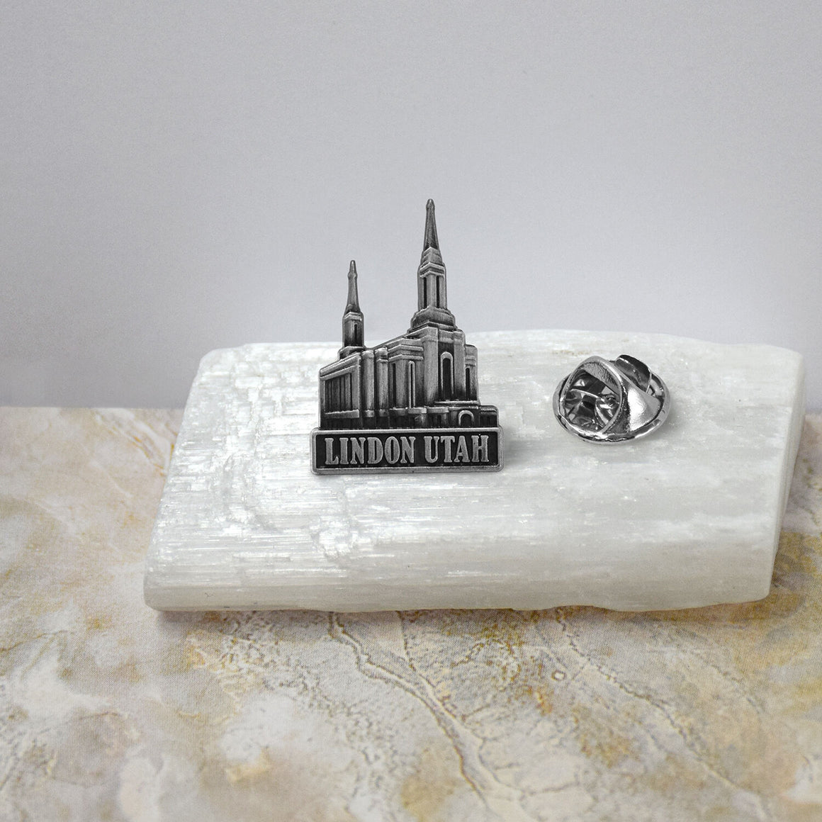 Lindon Utah Antique Silver Temple Tie Pin