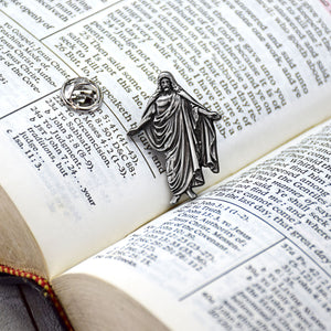 Antique Silver Christus Statue 3D Cast Pin Antique Silver 1.25"