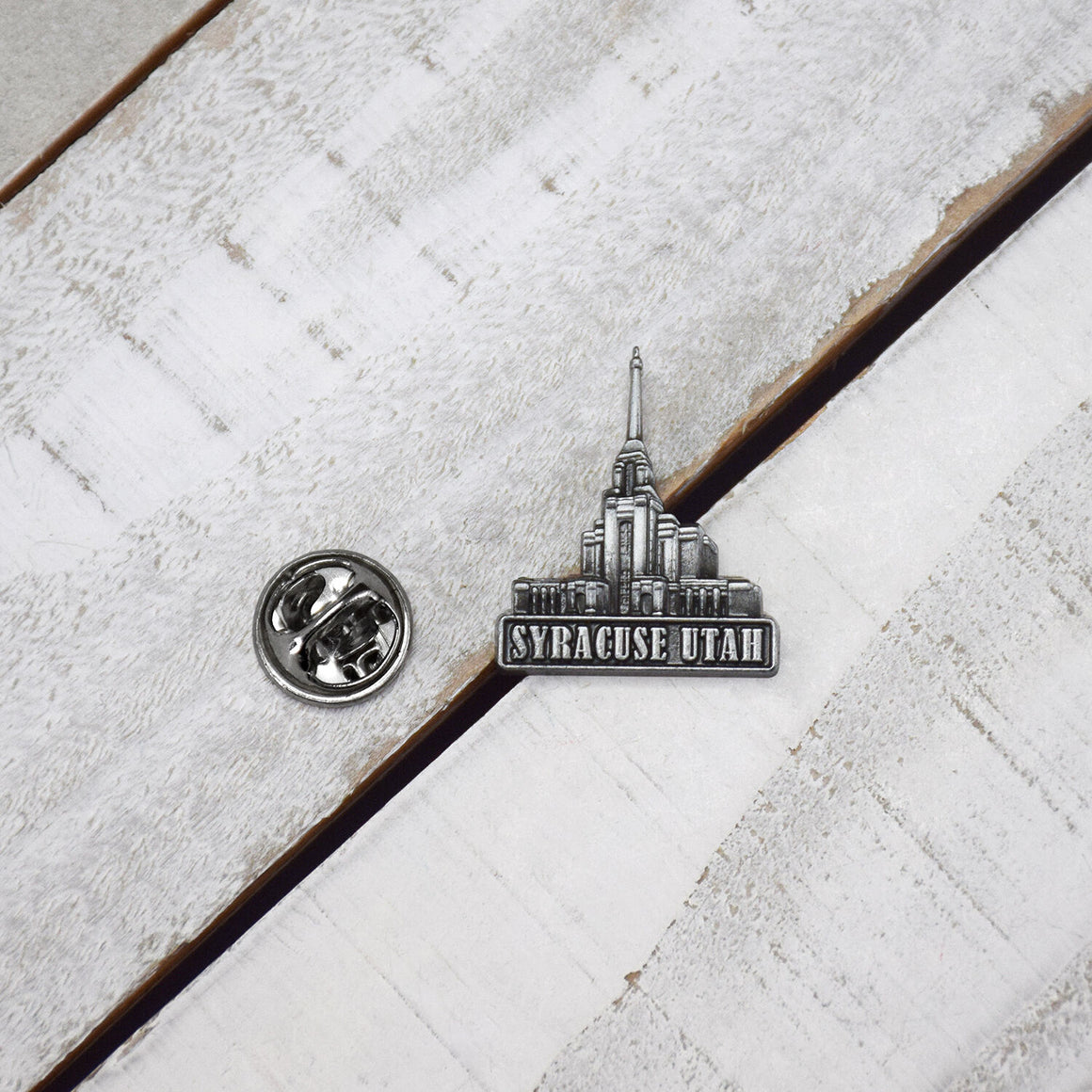 Syracuse Utah Antique Silver Temple Tie Pin