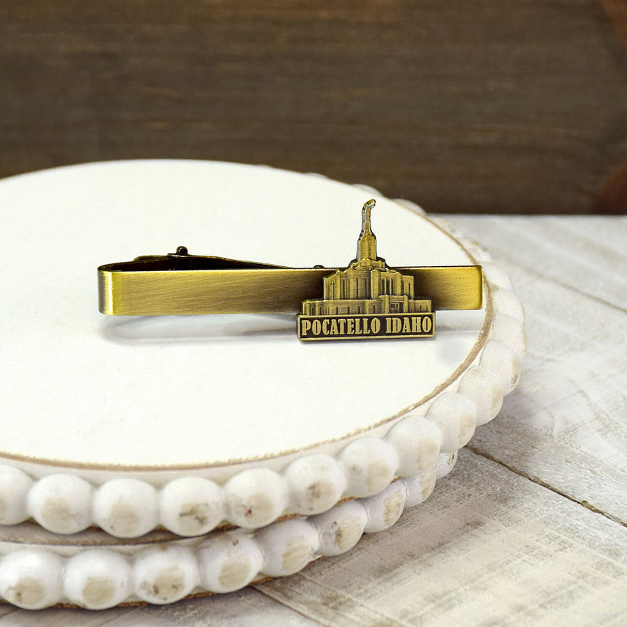 Pocatello Idaho Temple Antique Gold Temple Tieclip