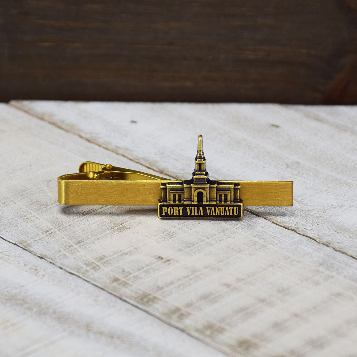 Vanuatu Temple Antique Gold Temple Tieclip