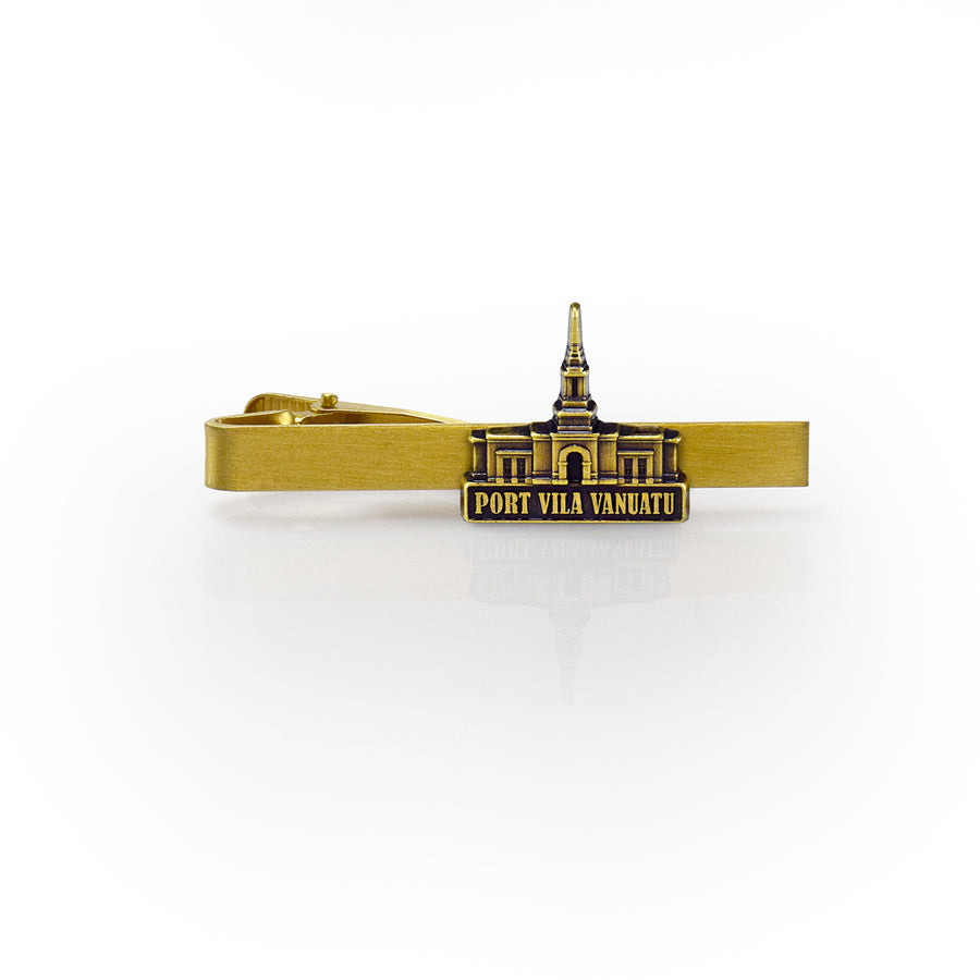 Vanuatu Temple Antique Gold Temple Tieclip