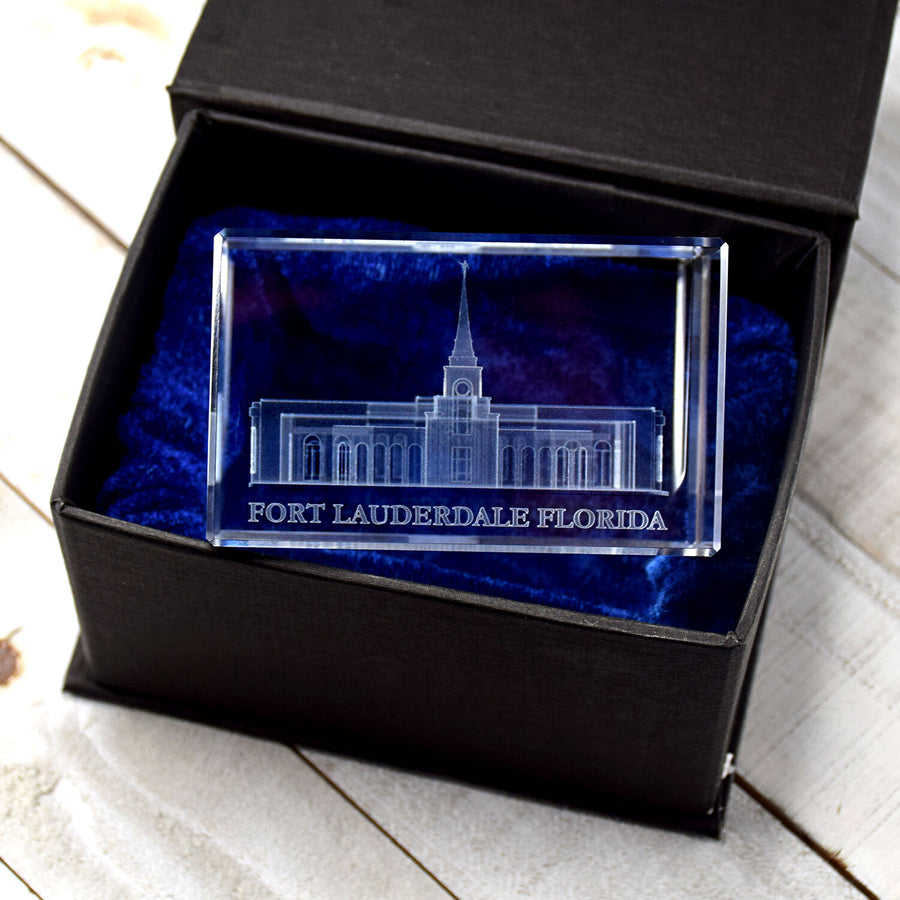 Fort Lauderdale Florida Laser Engraved Crystal Cube