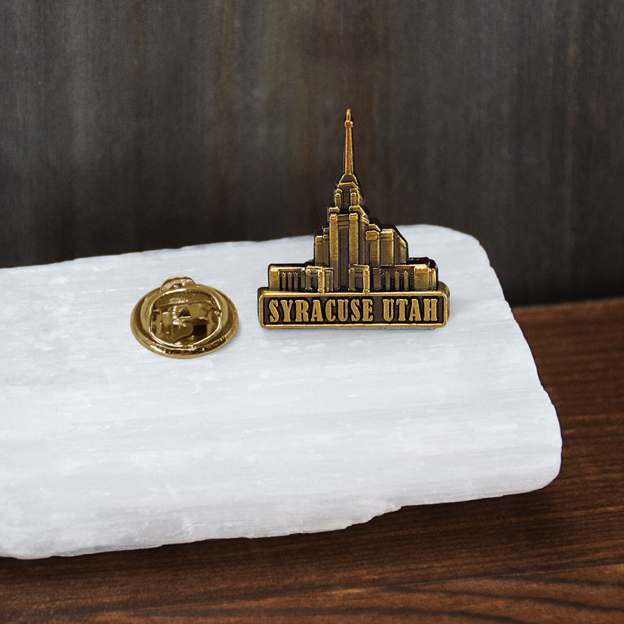 Syracuse Utah Antique Gold Temple Tie Pin