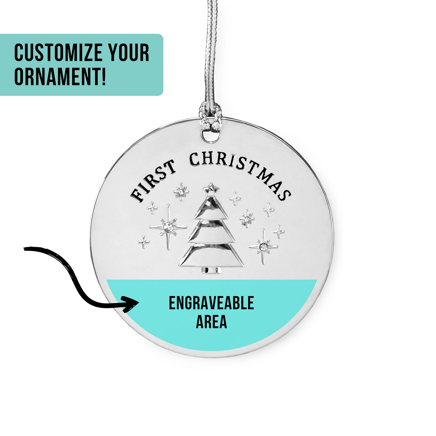 First Christmas Customizable 2.5" Silver Ornament
