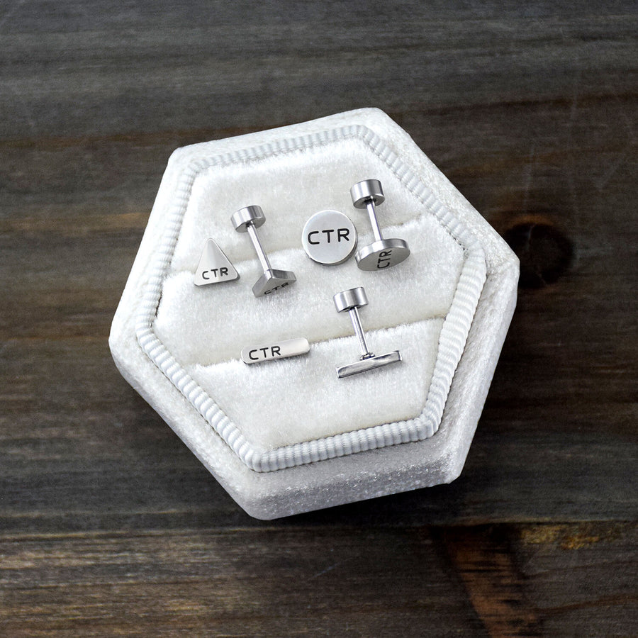 CTR Silver Colored Dainty Stud Earrings 3 Pack