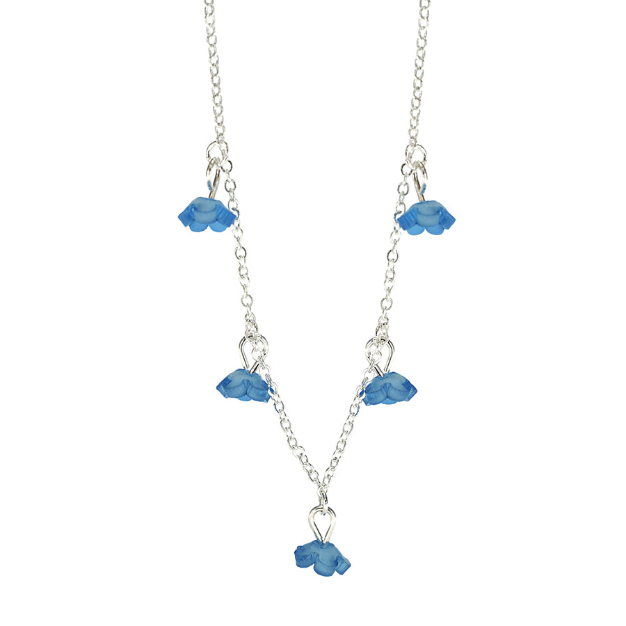 Forget Me Not Charm Silver Colored Necklace with Curb Link Chain