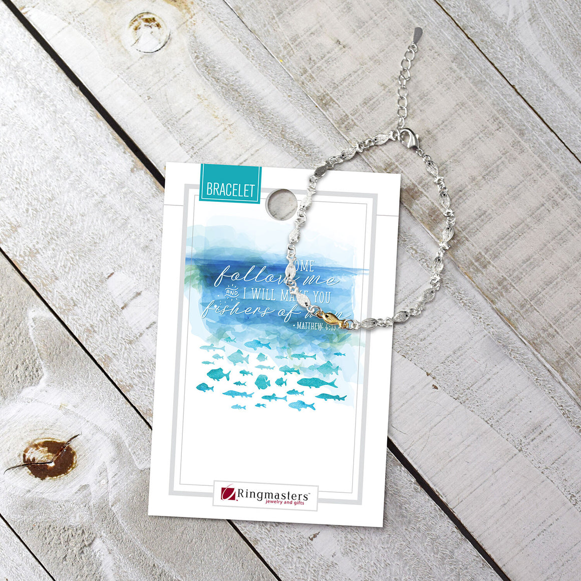 Fishers Of Men Metal Fish 7" Silver Colored Charm Bracelet