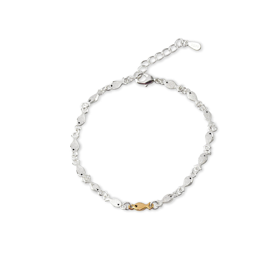 Fishers Of Men Metal Fish 7" Silver Colored Charm Bracelet