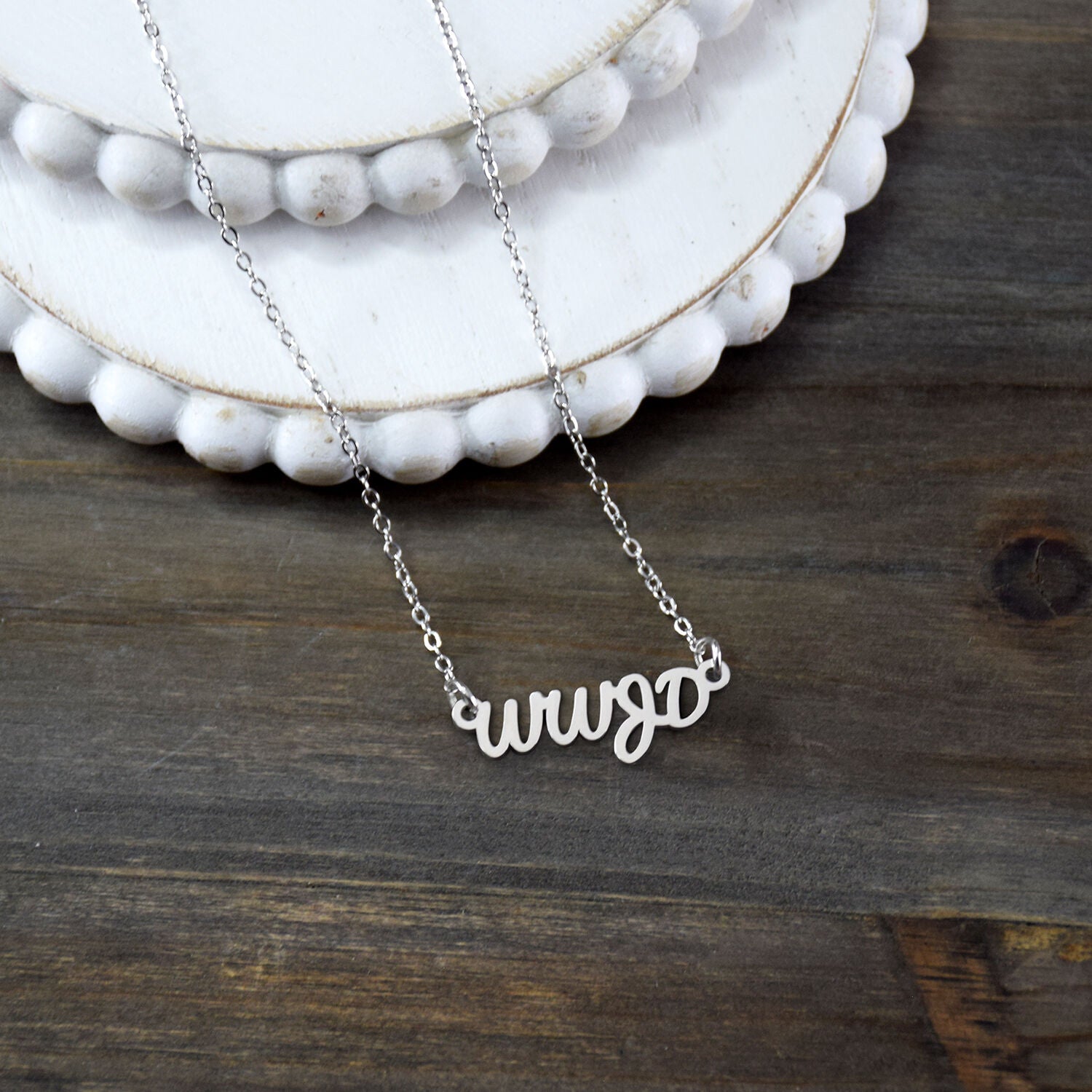 What Would Jesus Do? WWJD - Cursive Silver Colored Necklace