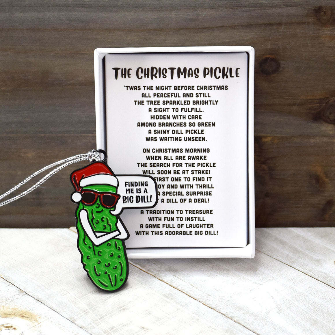 Lifebeats Enamel Filled 2" Christmas Pickle Ornament with Poem and Box