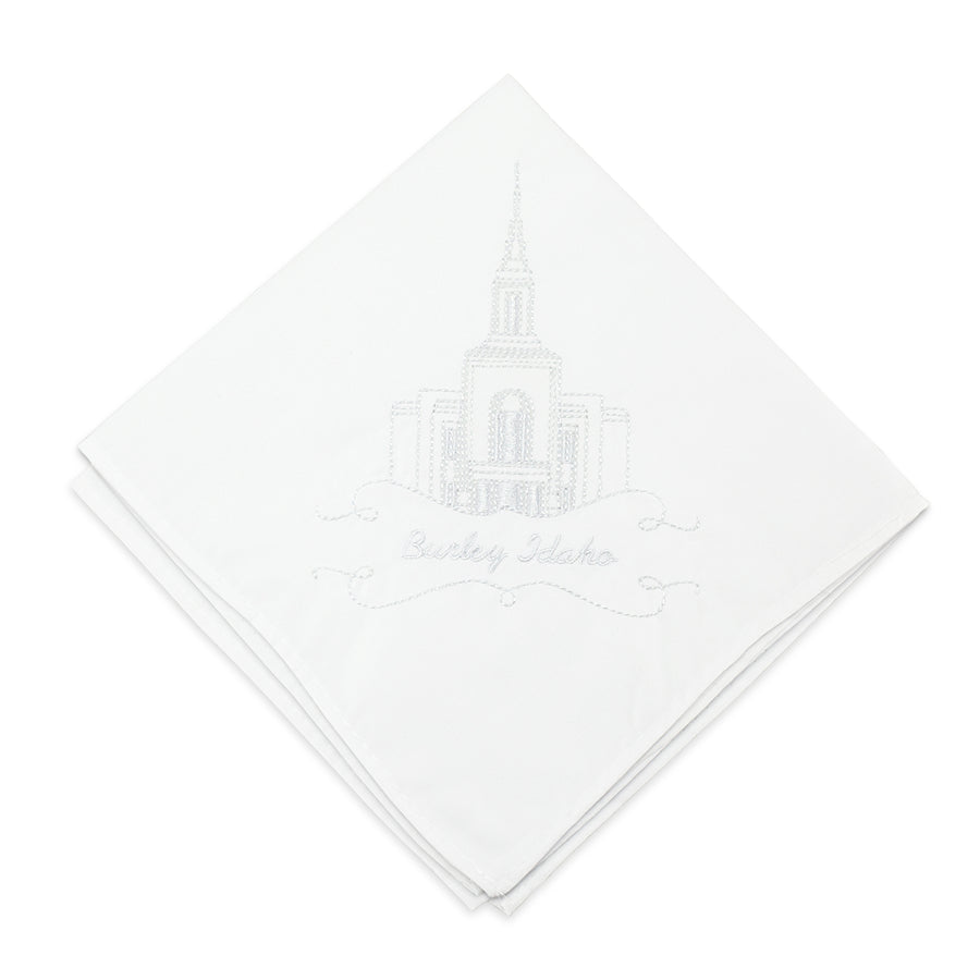 Burley Idaho Temple Embroidered Handkerchief (Hanky)